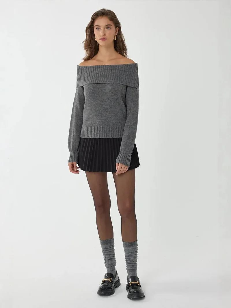 HICCUP Off Shoulder Knit Sweater
