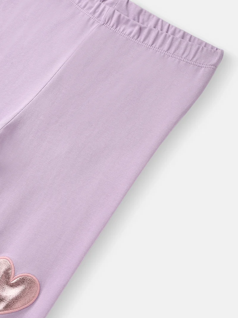 Nautinati Lavender Nautinati's Girls' Cotton Heart Appliqué Leggings for Women | Best Price UAE