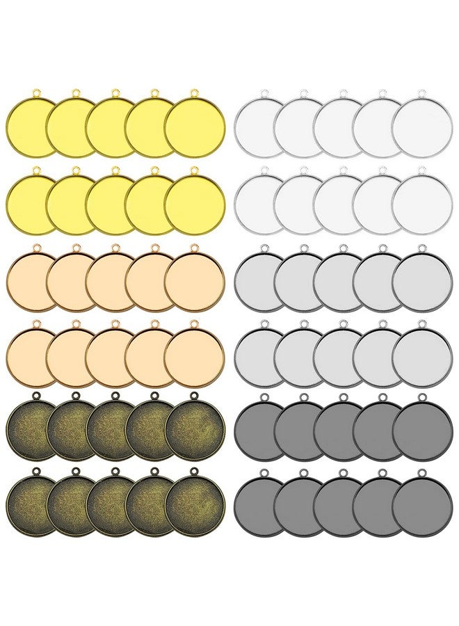 Oubaka 60Pcs Round Blank Bezel Pendant Trays,Diy Round Pendant Tray Bezel Blanks Setting Cabochon Blank Base For Diy Jewelry Findings Making,Crafting Photo,Earring,Necklace,Pendant Making - Image 1