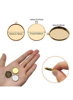 Oubaka 60Pcs Round Blank Bezel Pendant Trays,Diy Round Pendant Tray Bezel Blanks Setting Cabochon Blank Base For Diy Jewelry Findings Making,Crafting Photo,Earring,Necklace,Pendant Making  - Image 3