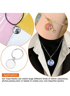 Oubaka 60Pcs Round Blank Bezel Pendant Trays,Diy Round Pendant Tray Bezel Blanks Setting Cabochon Blank Base For Diy Jewelry Findings Making,Crafting Photo,Earring,Necklace,Pendant Making  - Image 4