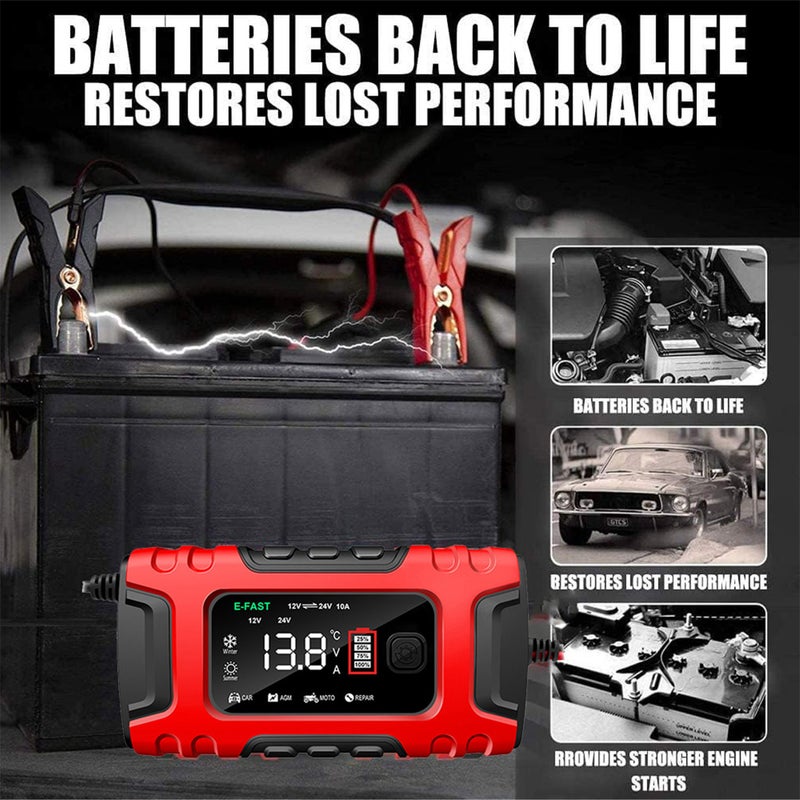 6A 12V/24V Digital Car Battery Charger Full Automatic Car Battery Charger Power Puls Repair Chargers Lead Acid AGM Battery Charger - Image 4