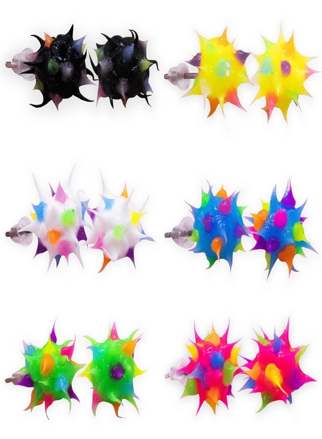 Fablinks 6 Spike Earrings for Women - Silicone Stud Earrings Set, Kawaii Smiley Face Earring Pack for Adults, Funk Rave Heart Earrings, Womens Y2K 90s Peace Sign Earring (Polka Dot) - Image 1