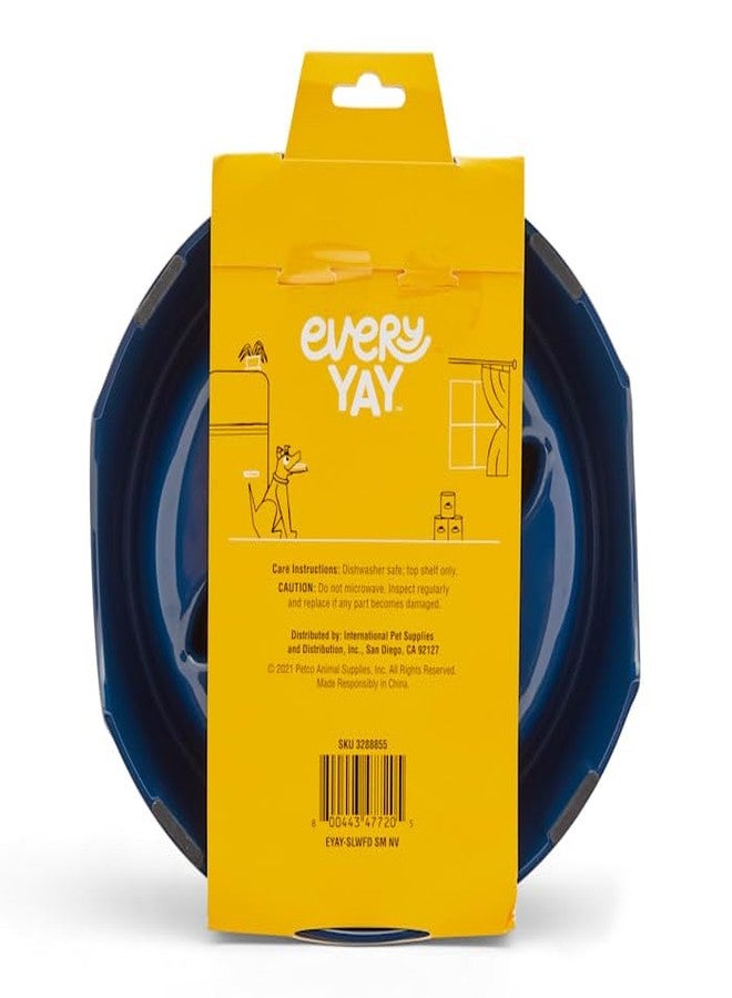 EveryYay Take it Slow Navy Plastic Slow Feeder Dog Bowl Small - Image 3