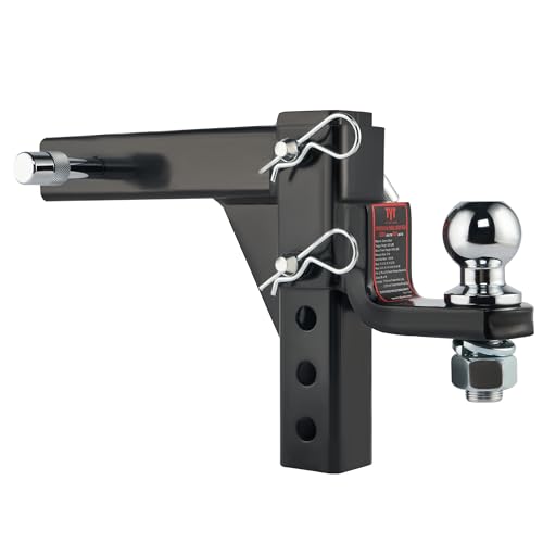 TYT Adjustable Trailer Hitch Ball Mount, 2" Towing Ball 7500 LBS, 9-1/2" Drop and 8-1/4" Rise, Fits 2-in Receiver with 2 Pin&Clips and 5/8" Premium Pin Lock for Heavy Duty Truck - Image 1