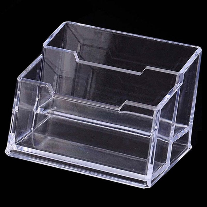 SNDIA 2-Tier Business Card Holder Stand – Acrylic Visiting Card Display Organizer for Office Desk, Reception, Countertop & Events (Clear) - Image 4