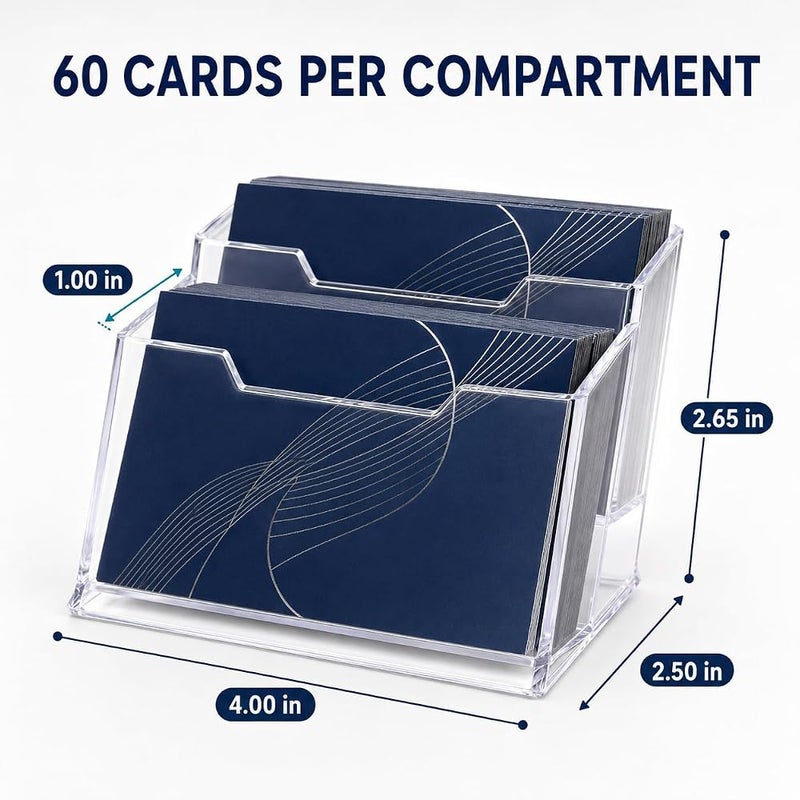 SNDIA 2-Tier Business Card Holder Stand – Acrylic Visiting Card Display Organizer for Office Desk, Reception, Countertop & Events (Clear) - Image 2