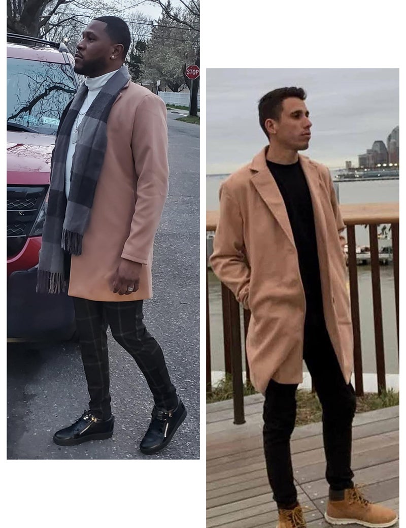 UANEO Mens Wool Blend Trench Coat Notch Lapel Camel Pea Coats Winter Overcoat (Khaki-XL) - Image 3