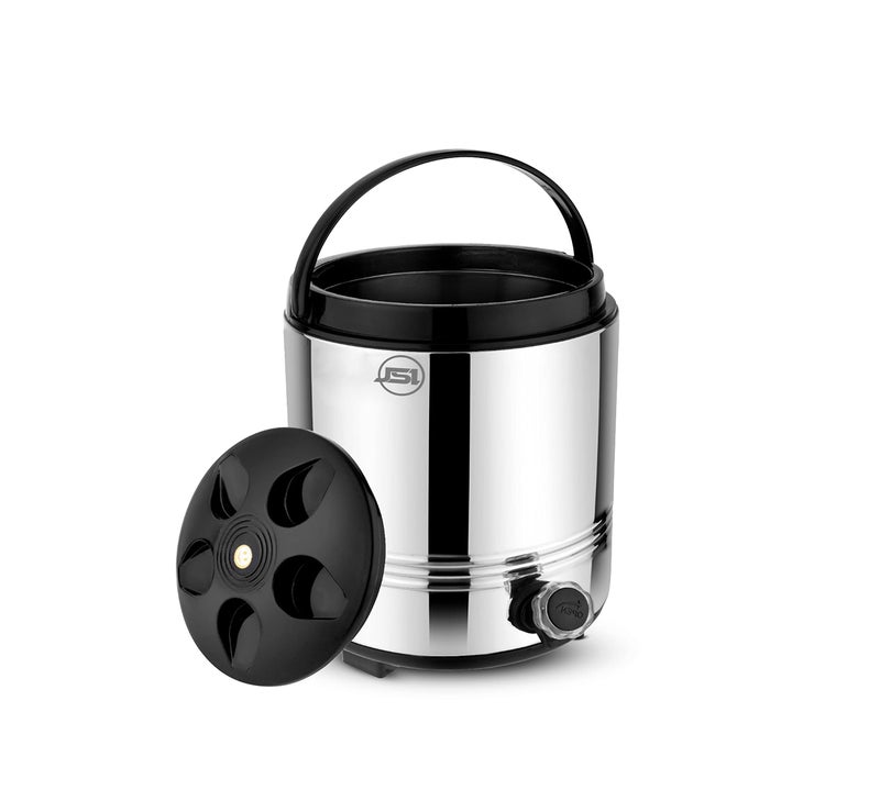 JSI® Stainless Steel Travel Water Jug, Insulated Thermosteel 5 liters, Silver Black Hot and Cold Water for 4-5 Hours I Water Dispenser for Kitchen Home Office I Easy to Carry Handle - Image 1