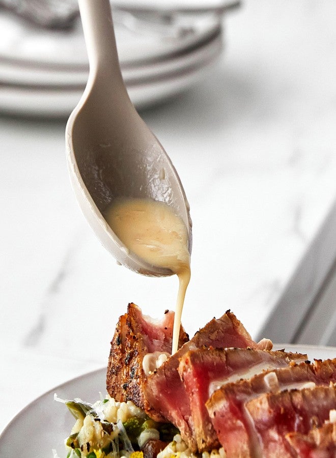 Greenpan ملعقة سيليكون جرين بان النهائية، أداة مطبخ للخلط والتحريك والتقديم والطهي، مرنة من المطاط غير لاصقة، نواة فولاذية صلبة، مقاومة للحرارة، مقبض مضاد للانزلاق خالي من BPA وآمنة في غسالة الصحون، بني رمادي - Image 2