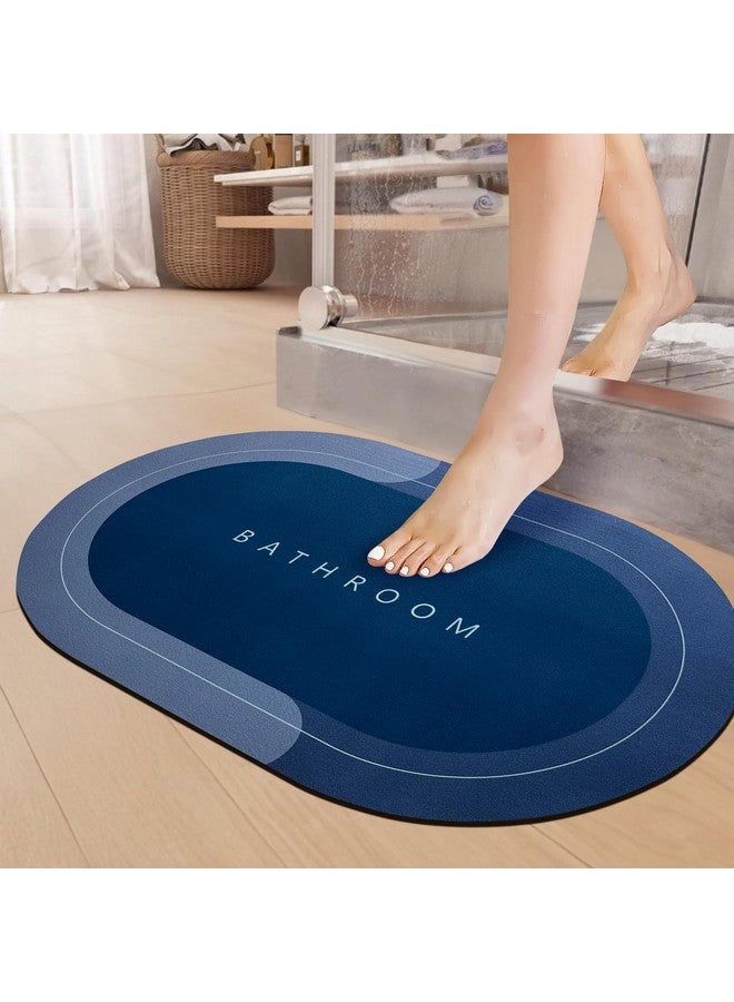 SITTELLA® 2 Pieces (3.5mm) Anti-Skid Water Soaking Oval Bathroom Print Rubber Mat, Water Absorbent Mat (40X60Cm) Blue - Image 1