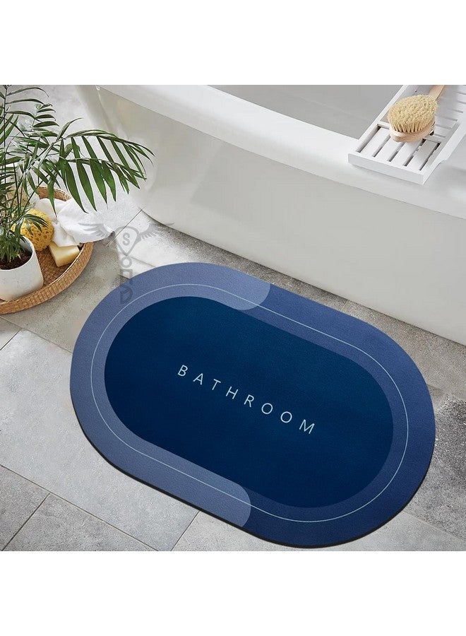 SITTELLA® 2 Pieces (3.5mm) Anti-Skid Water Soaking Oval Bathroom Print Rubber Mat, Water Absorbent Mat (40X60Cm) Blue - Image 2