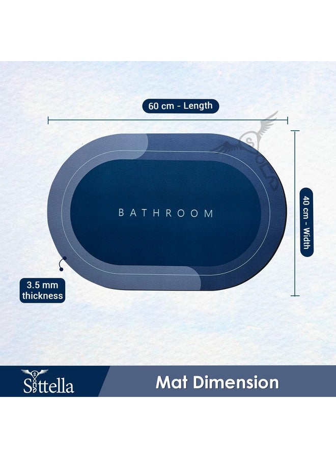 SITTELLA® 2 Pieces (3.5mm) Anti-Skid Water Soaking Oval Bathroom Print Rubber Mat, Water Absorbent Mat (40X60Cm) Blue - Image 4
