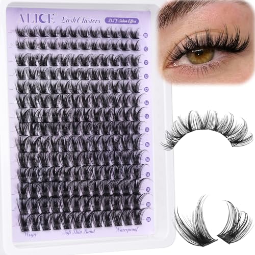 ALICE Lash Clusters Wispy Eyelash Clusters 10-18mm 168pcs Cluster Eyelash Extensions Natural Volume Lash Extensions DIY Individual Lashes with Soft Thin Band - Image 1