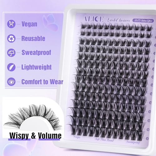 ALICE Lash Clusters Wispy Eyelash Clusters 10-18mm 168pcs Cluster Eyelash Extensions Natural Volume Lash Extensions DIY Individual Lashes with Soft Thin Band - Image 4