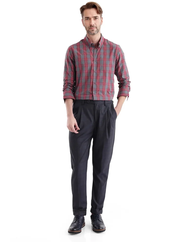Rare Rabbit Rare Rabbit Men's Finster Red Cotton Fabric Full Sleeve Regular Fit Checks Shirt