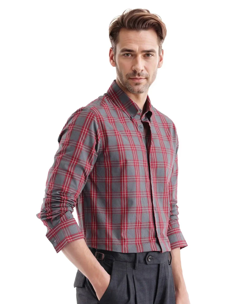 Rare Rabbit Men's Regular Fit Checkered Shirt