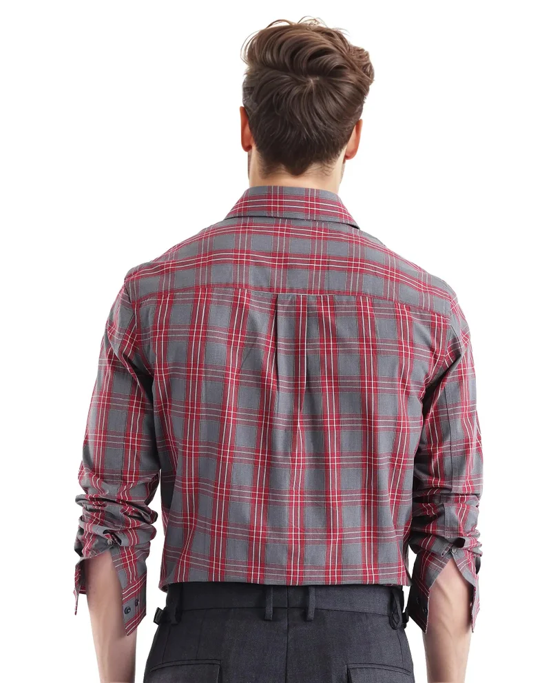 Rare Rabbit Men's Regular Fit Checkered Shirt