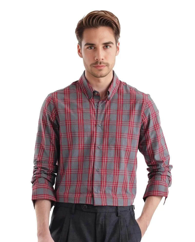 Rare Rabbit Men's Regular Fit Checkered Shirt
