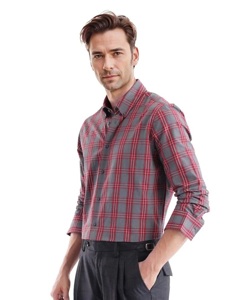 Rare Rabbit Men's Regular Fit Checkered Shirt