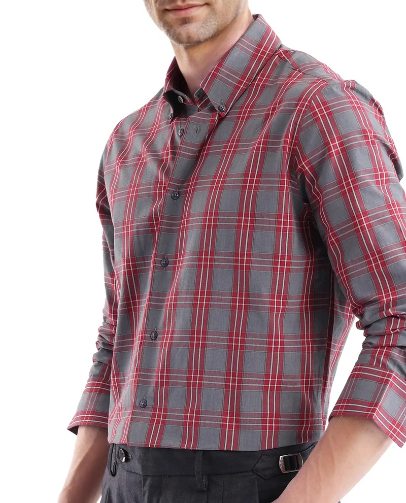 Rare Rabbit Men's Regular Fit Checkered Shirt