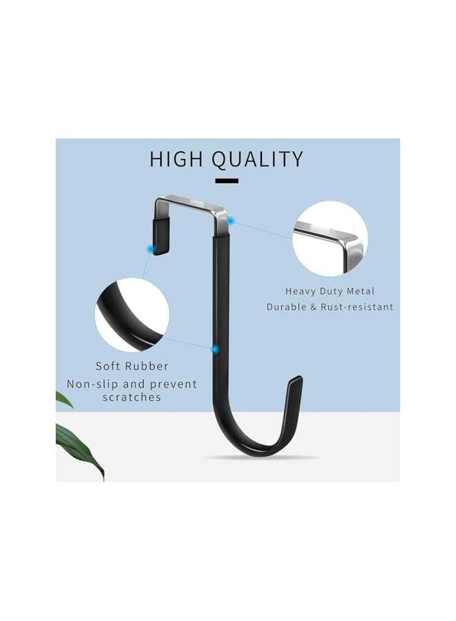 promass 4 Pack Over the Door Hooks, Hangers Hooks with Rubber Prevent Scratches Heavy Duty Organizer for Living Room, Bathroom, Bedroom, Kitchen Hanging Clothes, Towels, Hats, Coats, Bags - Image 4