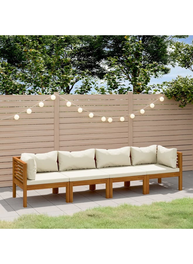 vidaxl 4-Seater Garden Sofa with Cream Cushion Solid Acacia Wood 3086933 - Image 2