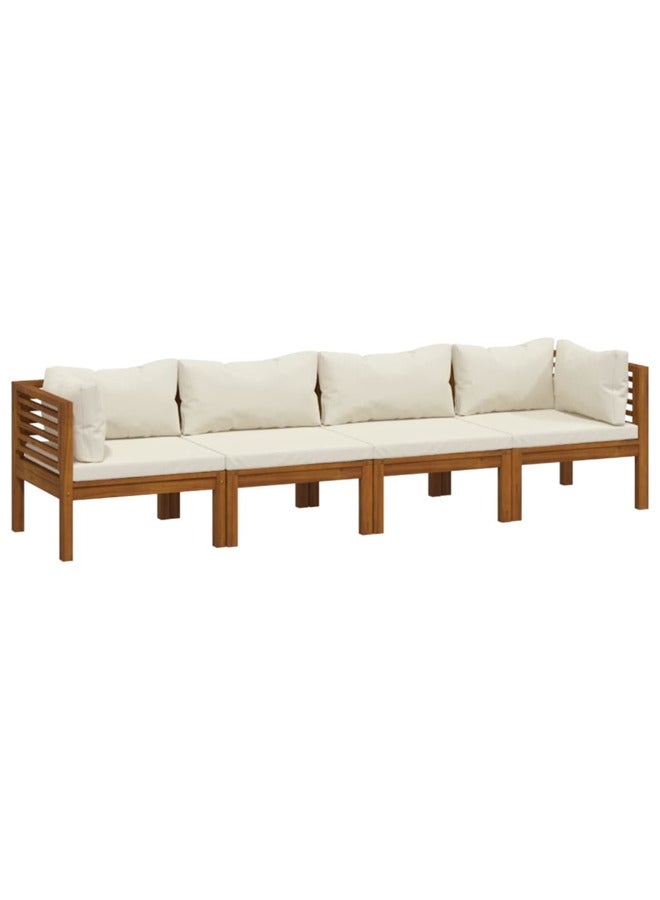 vidaxl 4-Seater Garden Sofa with Cream Cushion Solid Acacia Wood 3086933 - Image 1