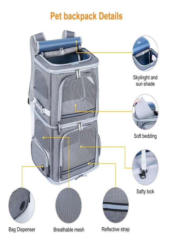 Groxkox Double Cat Carrier for 2 Cats,Dog Backpack Carrier for Medium Dogs,Double Compartment Pet Carrier Backpack for Dual Pets,for Outdoor Traveling/Stroll and Picnic - Image 5