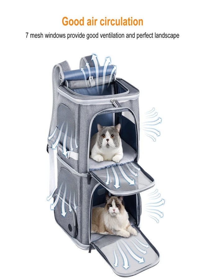 Groxkox Double Cat Carrier for 2 Cats,Dog Backpack Carrier for Medium Dogs,Double Compartment Pet Carrier Backpack for Dual Pets,for Outdoor Traveling/Stroll and Picnic - Image 4