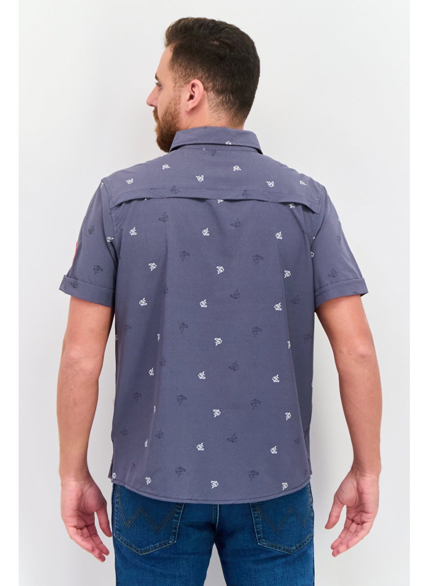 Canada Weather Gear - Men Regular Fit Allover Print Short Sleeves Casual Shirt, Grey - Image 1