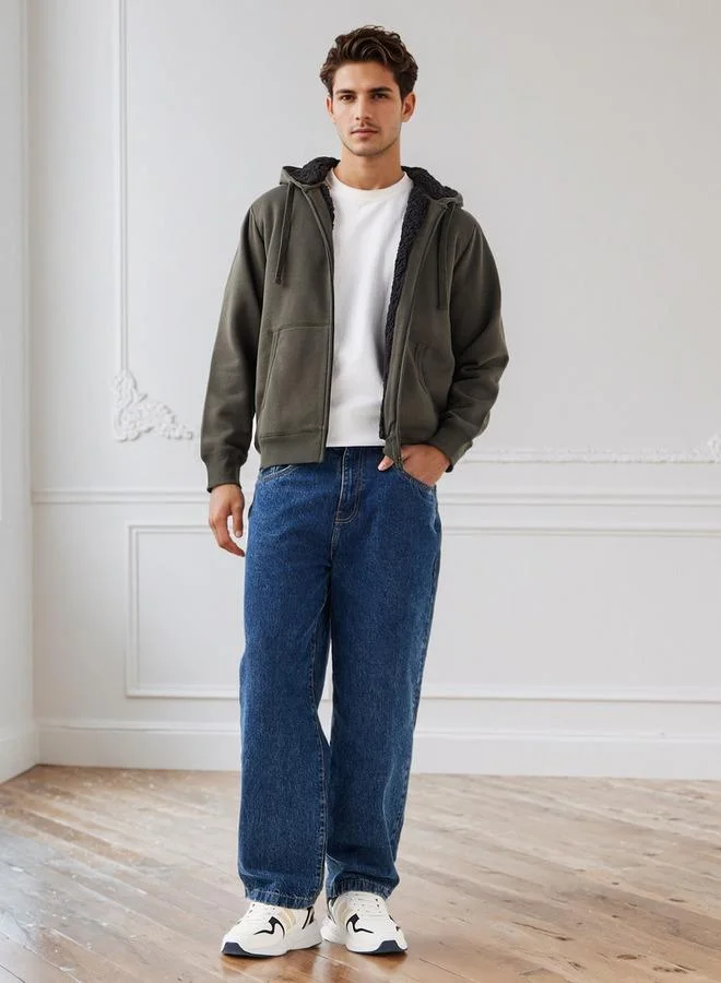 سبلاش فيڤ جاكيت رجالي بسحاب بغطاء رأس بقصة عادية