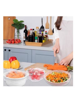 Excefore 200 Reusable Elastic Food Storage Covers, Plastic Bowl Covers with Elastic Edging, Stretchable Plastic Food Wraps, Elastic Covers for Storage Containers  - Image 4