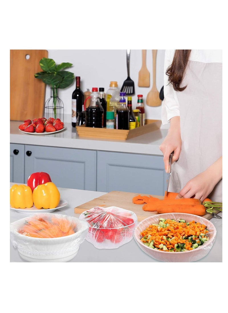Excefore - 200 Reusable Elastic Food Storage Covers, Plastic Bowl Covers with Elastic Edging, Stretchable Plastic Food Wraps, Elastic Covers for Storage Containers - Image 1
