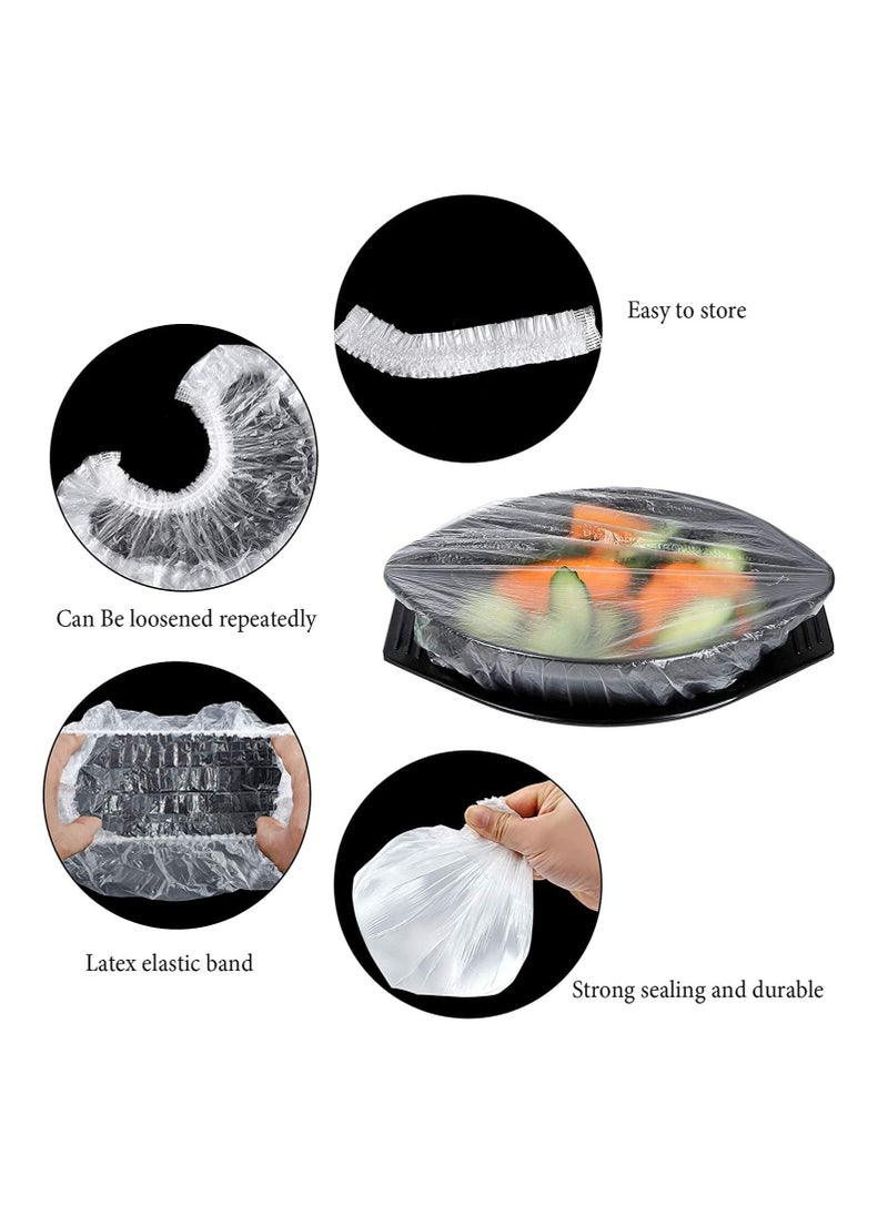 Excefore - 200 Reusable Elastic Food Storage Covers, Plastic Bowl Covers with Elastic Edging, Stretchable Plastic Food Wraps, Elastic Covers for Storage Containers - Image 1