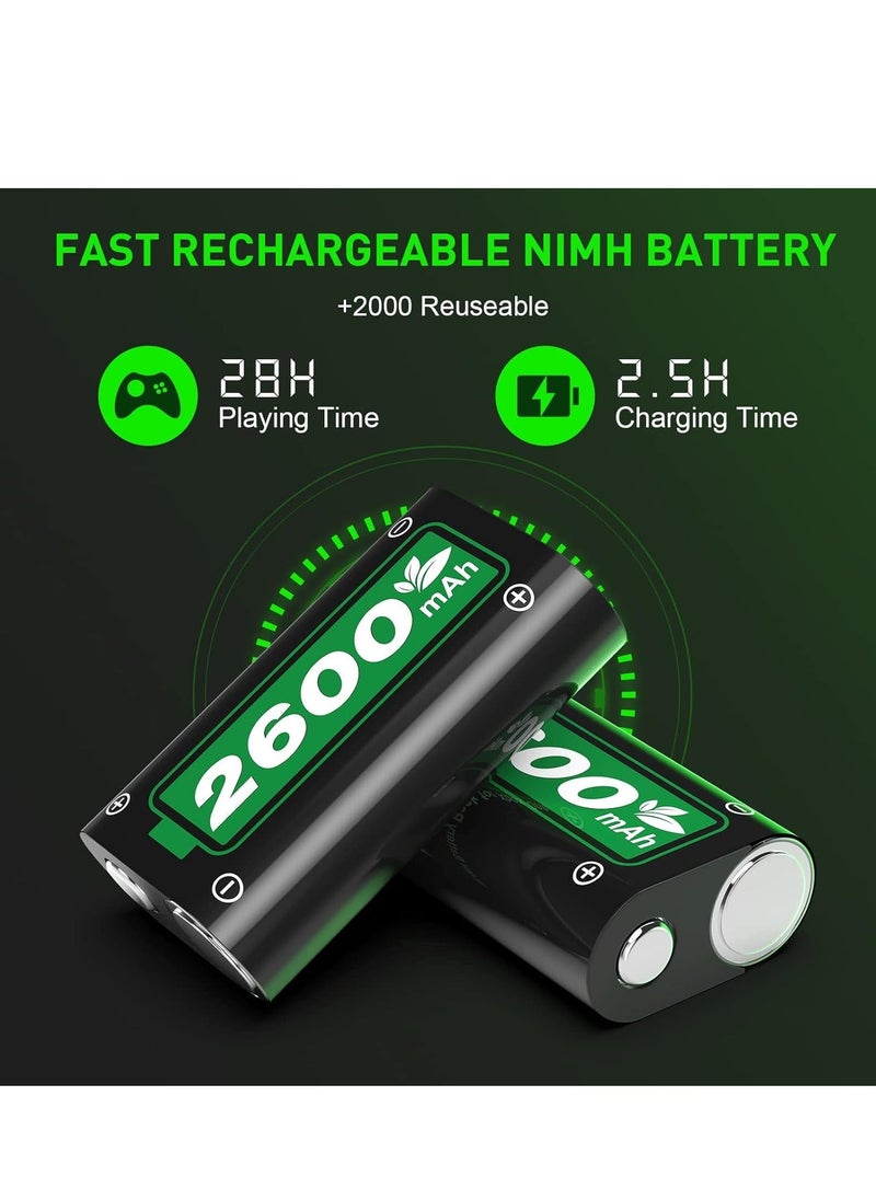 AOLION - Fast Charging 2 x 2600mAh Xbox Controller Battery Pack with Charger for Xbox One/Xbox Series X/Xbox Series S/Xbox One X|S, High Capacity Rechargeable Battery Pack Xbox Accessories - Image 1