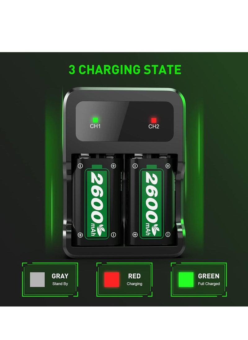 AOLION - Fast Charging 2 x 2600mAh Xbox Controller Battery Pack with Charger for Xbox One/Xbox Series X/Xbox Series S/Xbox One X|S, High Capacity Rechargeable Battery Pack Xbox Accessories - Image 1