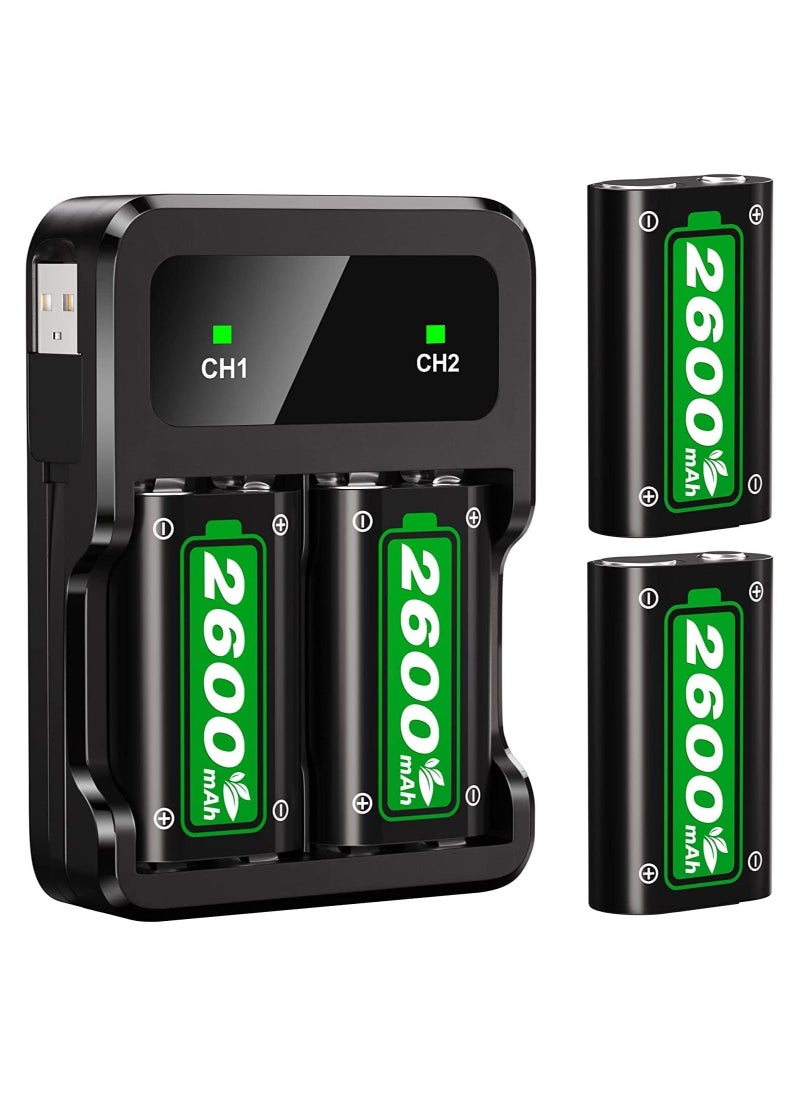 AOLION - Fast Charging 2 x 2600mAh Xbox Controller Battery Pack with Charger for Xbox One/Xbox Series X/Xbox Series S/Xbox One X|S, High Capacity Rechargeable Battery Pack Xbox Accessories - Image 1