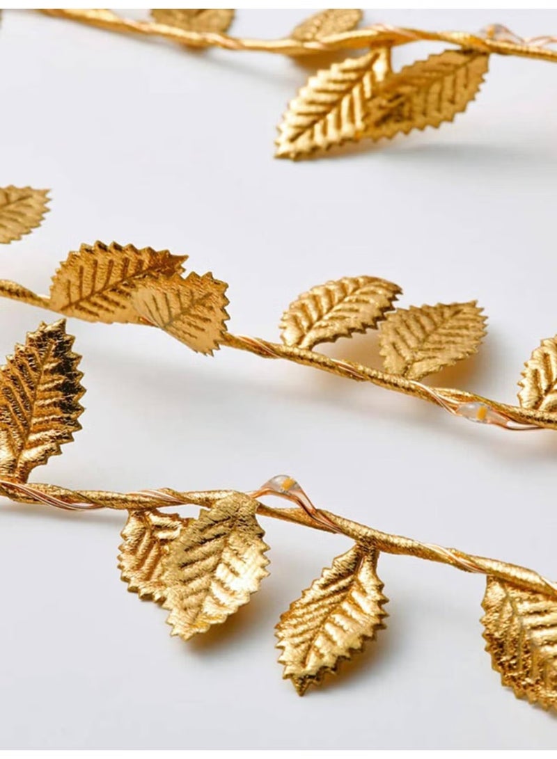 يا إلهي أضواء سلسلة زينة LED على شكل ورقة كرمة ذهبية-أضواء جنية بسلك نحاسي يعمل بالبطارية 5 أمتار مع 50 مصباح دافئ-إكليل أنيق على شكل أوراق ذهبية للغرف والجدران والطاولات وزخارف الزفاف والعطلات (بطاريات غير مدرجة) - Image 5