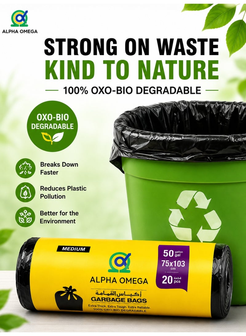 Alpha Omega 50 Gallon Heavy Duty Garbage Bags, 80 Trash Bags, Pack of 4 - Image 4