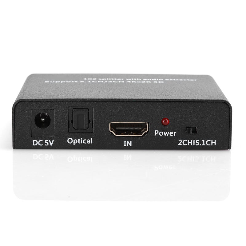مستخرج صوت HDMI 1 مدخل 2 مخرج مع مبدل مضخم - دعم 4K ثلاثي الأبعاد مخرج بصري SPDIF وستيريو L/R صوت 5.1 قناة للمسرح المنزلي أسود - Image 5