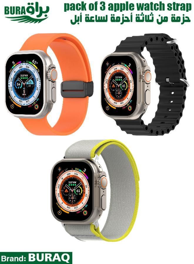 BURAQ Apple Watch Band Strap For Apple Watch Ultra 2/Ultra 49mm, Series 10 46mm, 9/8/7 45mm, SE2/SE/6/5/4 44mm, 3/2/1 42mm 