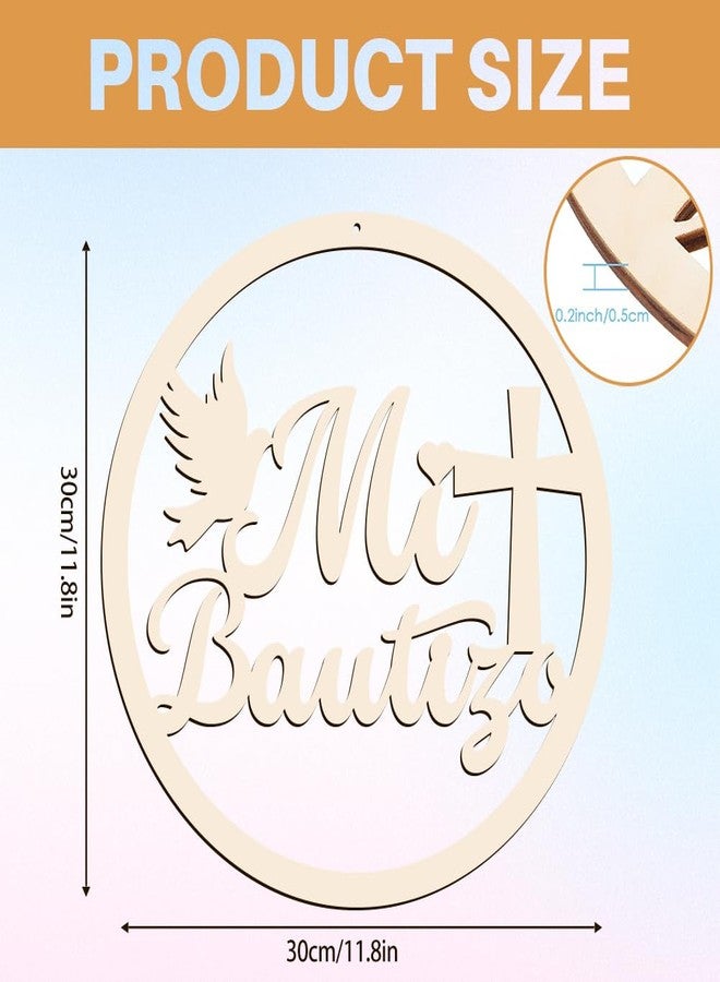 لوحة خشبية من AHANDMAKER تحمل عبارة "Mi Bautizo" (معموديتي)، مستلزمات حفلات استقبال المولود، حروف خشبية، زينة، ركن تصوير، لوحة "Mi Bautizo" (معموديتي) لحفلات استقبال المولود، زينة جدارية معلقة، ركن تصوير، 11.8 بوصة - Image 2