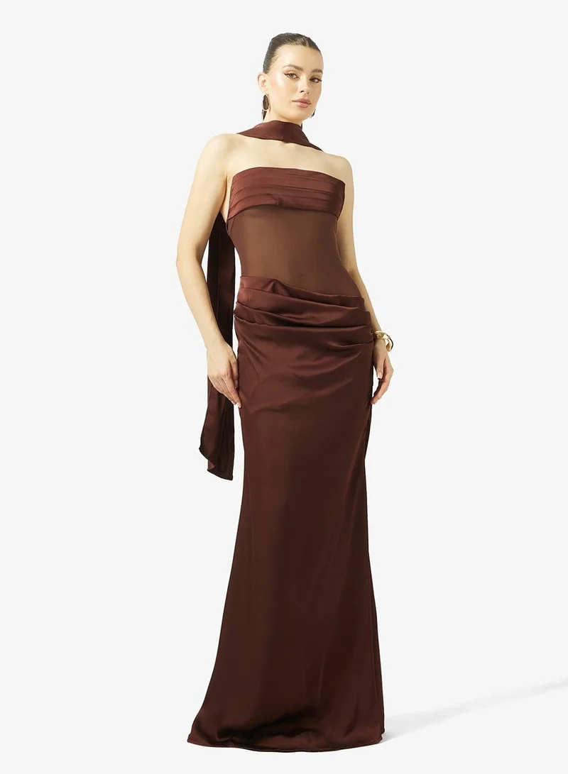 Ginger  Bandeau Corset Bodice Dress with Scarf Detail for Women | Best Price UAE
