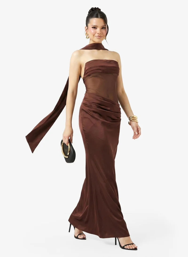 Bandeau Corset Bodice Dress with Scarf Detail