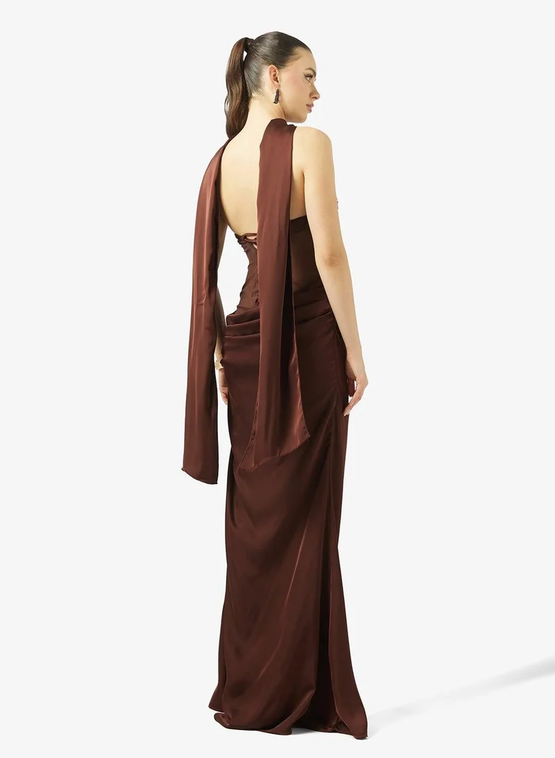 Ginger  Bandeau Corset Bodice Dress with Scarf Detail for Women | Best Price UAE