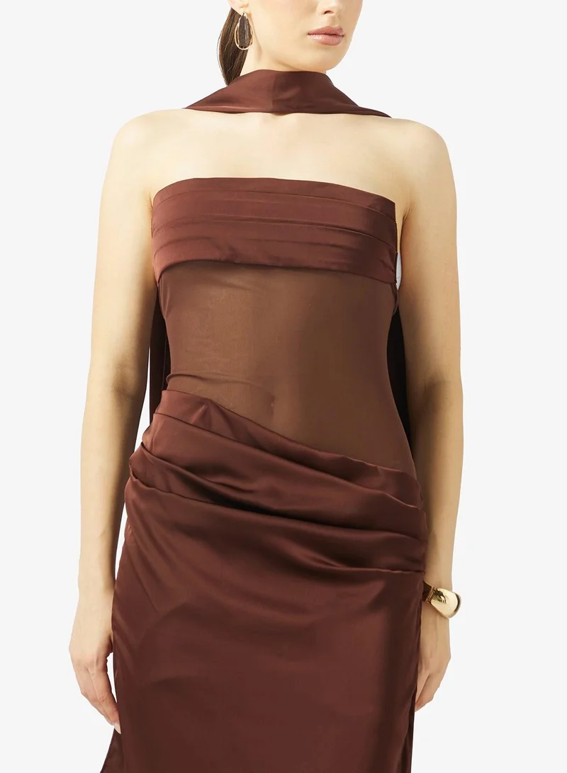 Ginger  Bandeau Corset Bodice Dress with Scarf Detail for Women | Best Price UAE