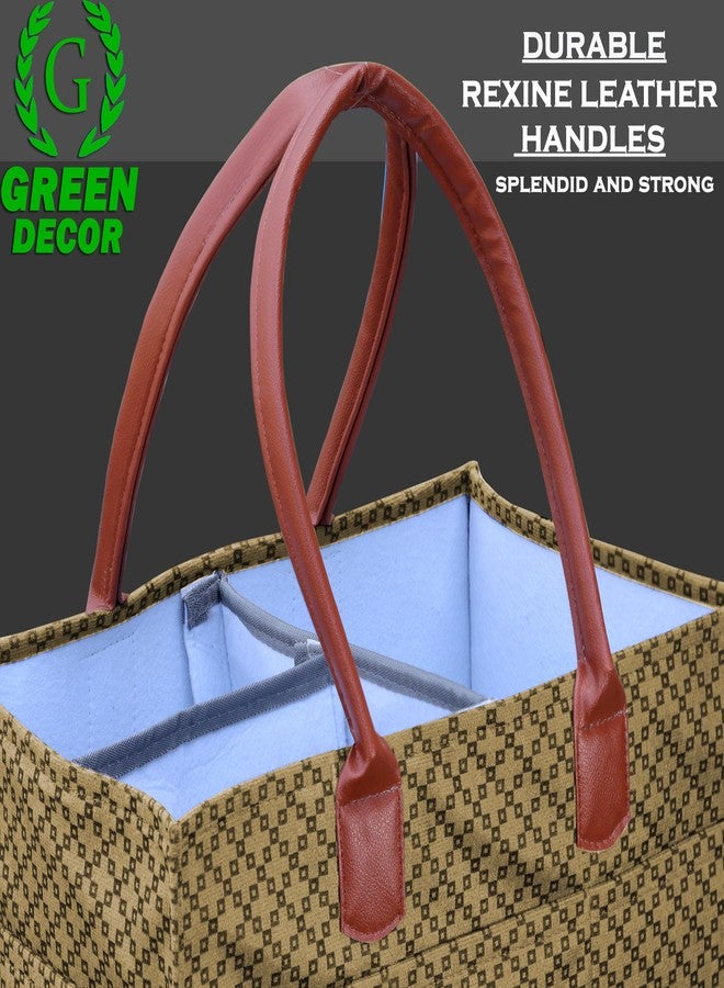 GREEN DECOR -Heavy Duty 400 GSM Felt Designer Diaper Bag With Handles for Smart Mothers, Baby Diaper & Wipes Caddy Organizers,Nursery Storage Foldable & Portable (Dotted Cream-15X10X8 Inch) - Image 3