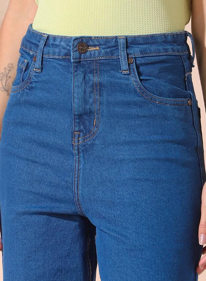 Dennis Lingo Women's Indigo 100% Cotton Solid Pattern Full Length Straight Fit Jeans