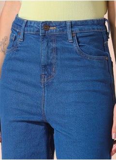 Dennis Lingo Women indigo straight fit solid 98% cotton 2% spandex jeans with button & zip closure- where comfort meets classic charm.  - Image 3